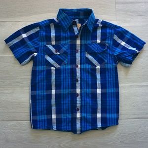Roebuck & Co classic retro blue plaid shirt boys size 8 classic style